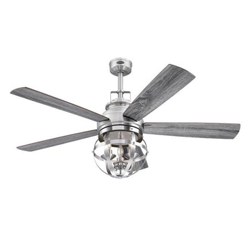 Stella Mira 52-Inch Five-Blade Indoor Ceiling Fan, Brushed Nickel Finish with Dimmable LED Light Fixture, Remote Control Included