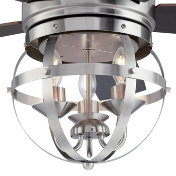 Stella Mira 52-Inch Five-Blade Indoor Ceiling Fan, Brushed Nickel Finish with Dimmable LED Light Fixture, Remote Control Included