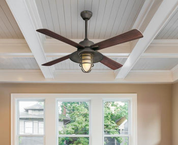 Porto 52-Inch Four-Blade Indoor Ceiling Fan, Black-Bronze Finish with LED Light Fixture