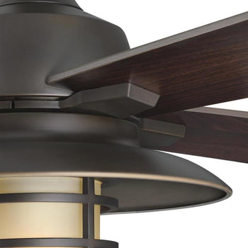 Porto 52-Inch Four-Blade Indoor Ceiling Fan, Black-Bronze Finish with LED Light Fixture