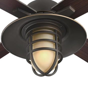 Porto 52-Inch Four-Blade Indoor Ceiling Fan, Black-Bronze Finish with LED Light Fixture
