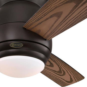 Halley 44-Inch Three-Blade Indoor/Outdoor Smart WiFi Ceiling Fan, Black-Bronze Finish with Dimmable LED Light Fixture, Remote Control Included