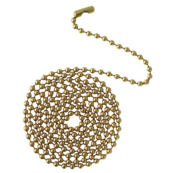 1-Foot Beaded Chain with Connector, Solid Brass