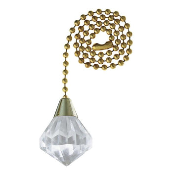 Prismatic Acrylic Diamond Pull Chain, Polished Brass Finish