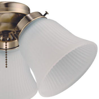 3 Light LED Cluster Light Kit, Antique Brass Finish, Frosted Ribbed Glass