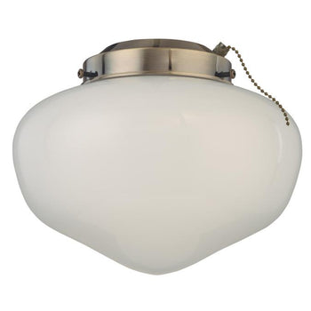 LED Schoolhouse Light Kit, Antique Brass Finish, White Opal Glass, Damp Location, ENERGY STAR
