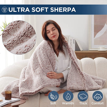 Electric Heated Throw Sherpa Rust
