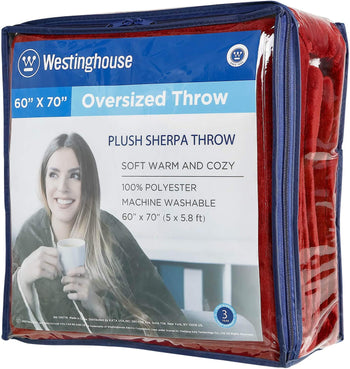 Plush Sherpa Fleece Throw Blanket Red