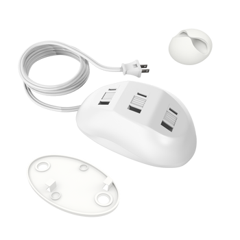 3-Outlet Desk Power Hub White