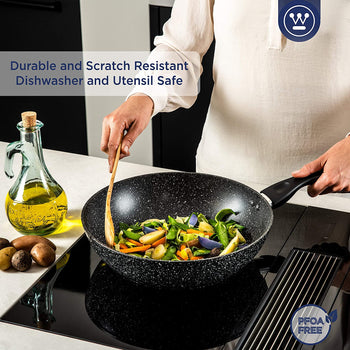 Black marble wok pot (12.5