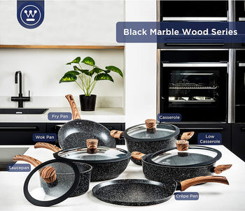 Gray and wood marble finish crepe pan (12.5