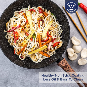 Wood marble wok pot (12.5