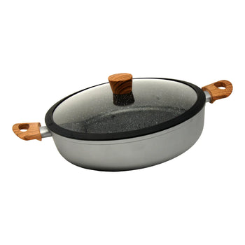 Gray and Wood Marble Finish Casserole Pot (12.5