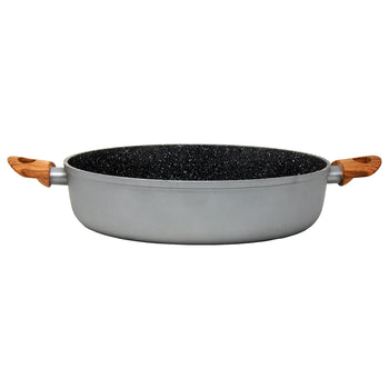 Gray and Wood Marble Finish Casserole Pot (12.5