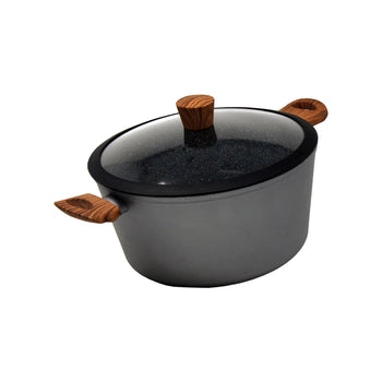 Gray and Wood Marble Finish Casserole Pot (9.5