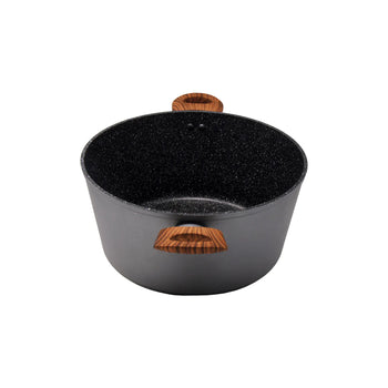 Gray and Wood Marble Finish Casserole Pot (11