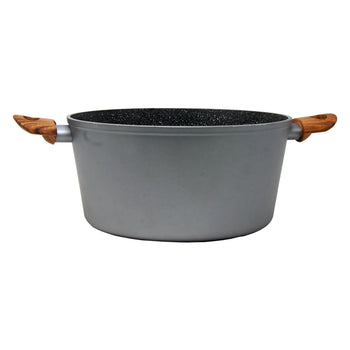 Gray and Wood Marble Finish Casserole Pot (11