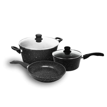 5-piece Black Marble Cookware Set